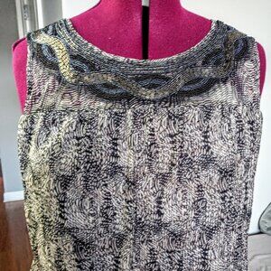 Alfani Pleated Sleeveless Top with Beaded Neckline